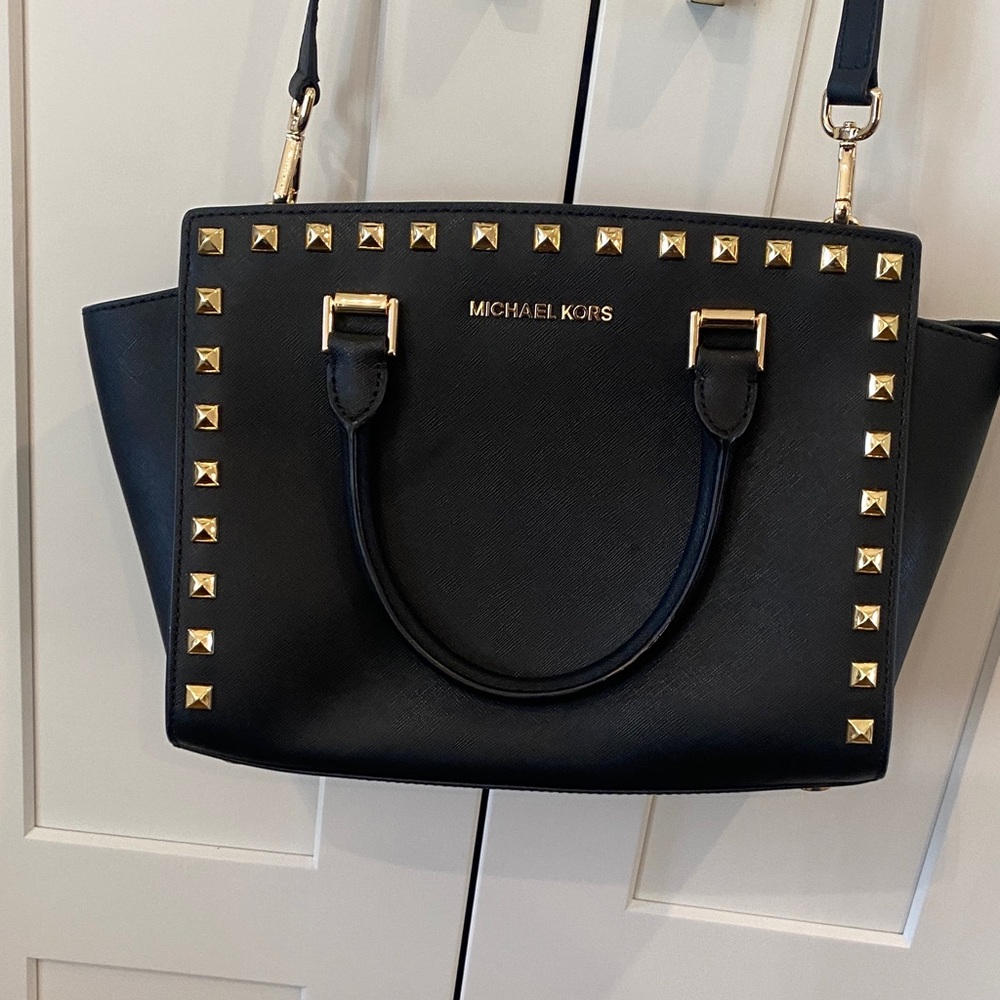 Michael Kors Black Leather Selma Studded NWT Satchel bag - Picture 8 of 8